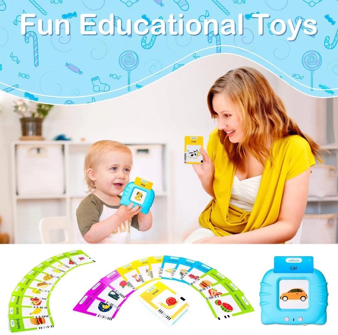 Talking Flash Card Reader for Kids with 112 Cards | Interactive English Learning & Educational Toy for Toddlers | Random Color
