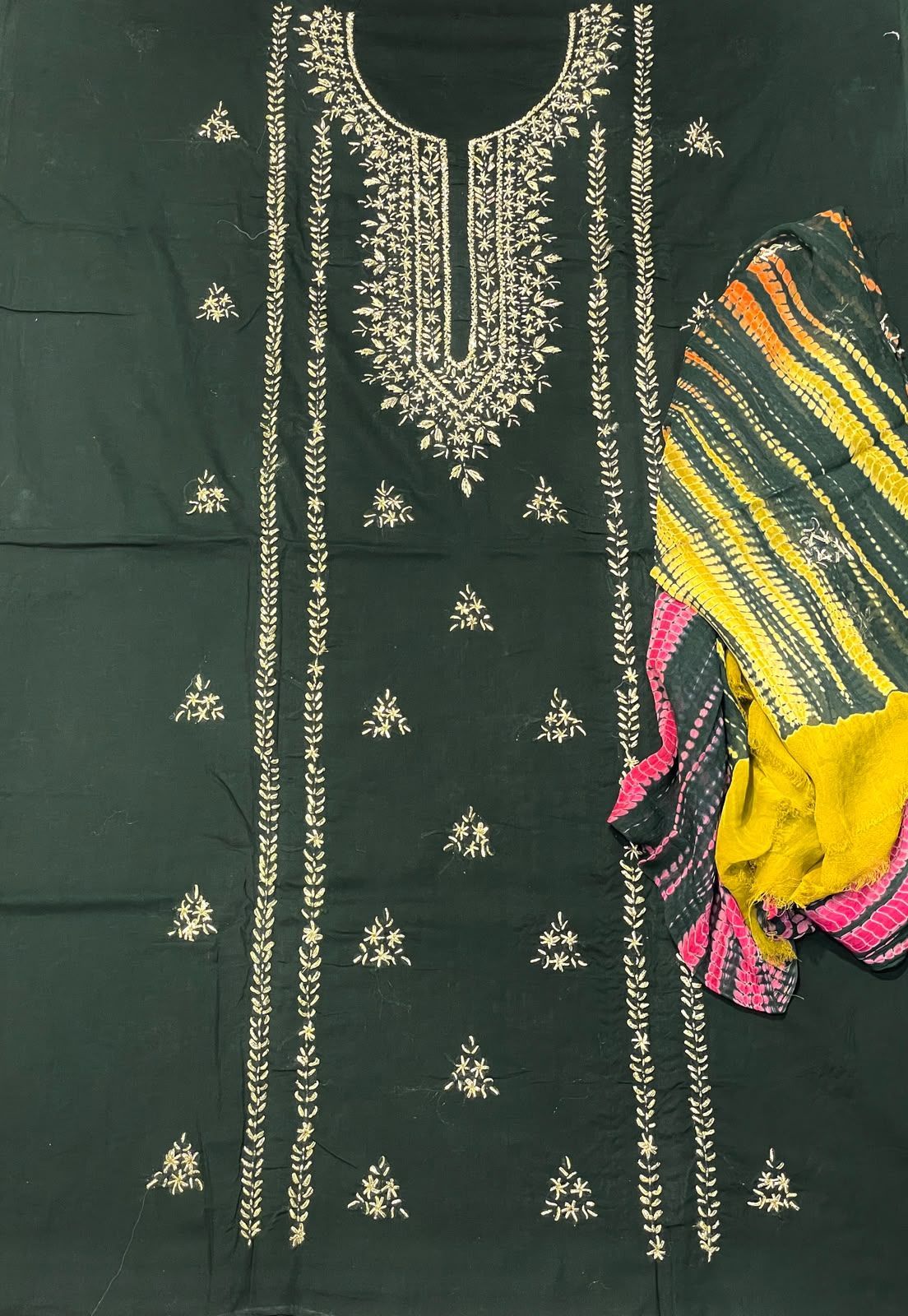 Handmade Gueen Golden Gota Work With Cheffon Dupatta 3 Pc Suit Lawn view 2