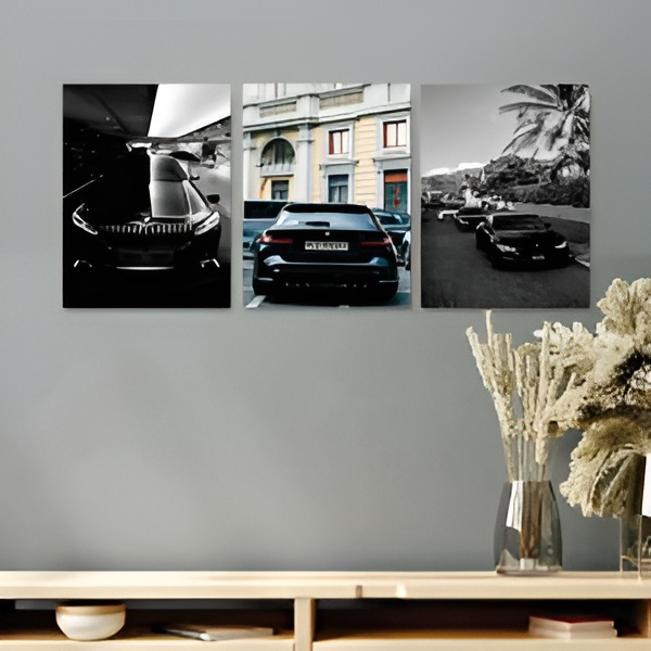 Luxury Car Series 3-Piece Decorative HD Wall Art Frame Set