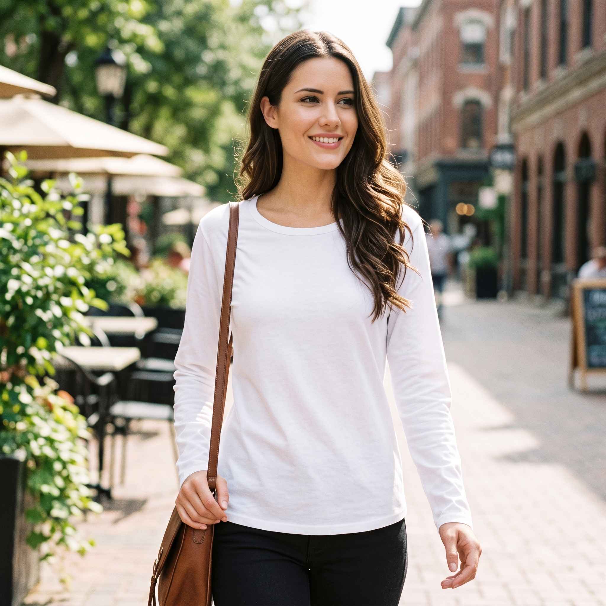 Basic Round Neck Full Sleeve T-Shirt for Women view 3