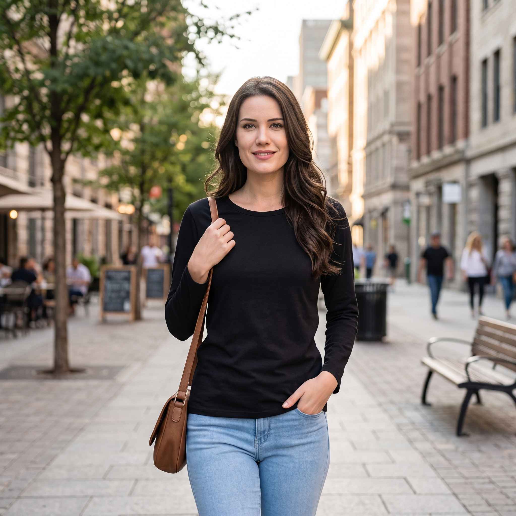 Basic Round Neck Full Sleeve T-Shirt for Women view 4