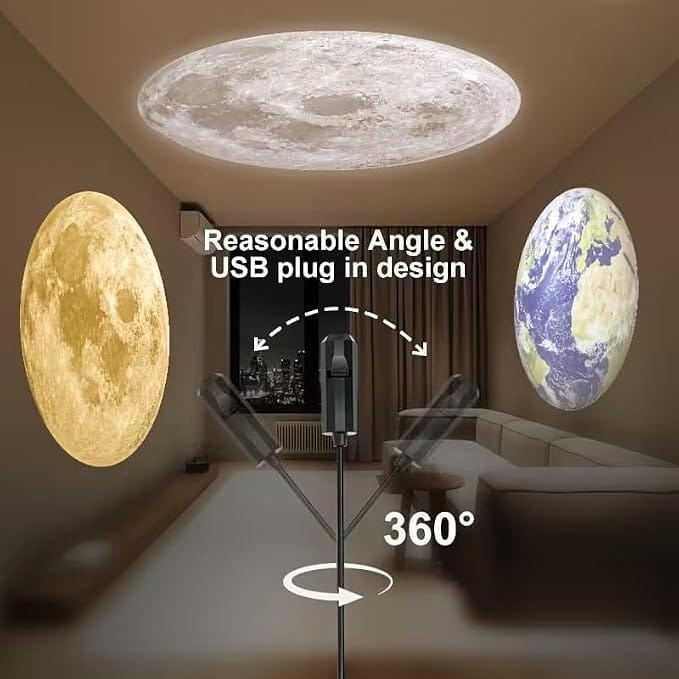USB Ceiling Moon Earth Projection Atmosphere Light Starry Sky Lamp Night Light Romantic Bedroom Decoration Projector view 3