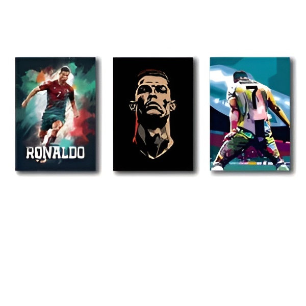 3-Piece Cristiano Ronaldo MDF Wall Art Frames Set