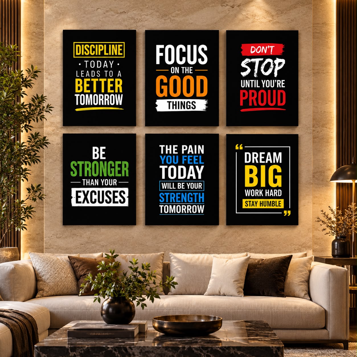 Set of 6 Premium Wall Art Photo Tiles – Modern Home Decor Sets 8x11
