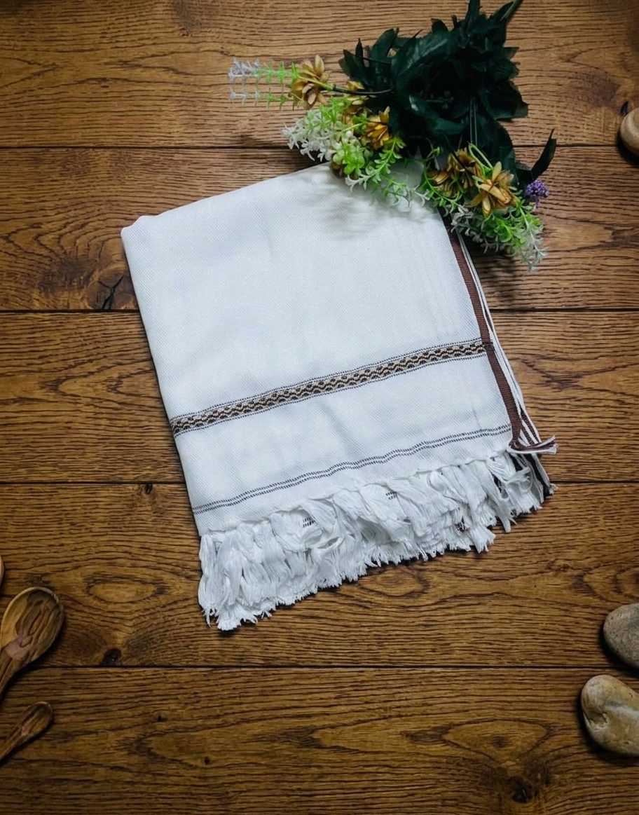 Premium Men's Wool Pashmini Winter Shawl - White