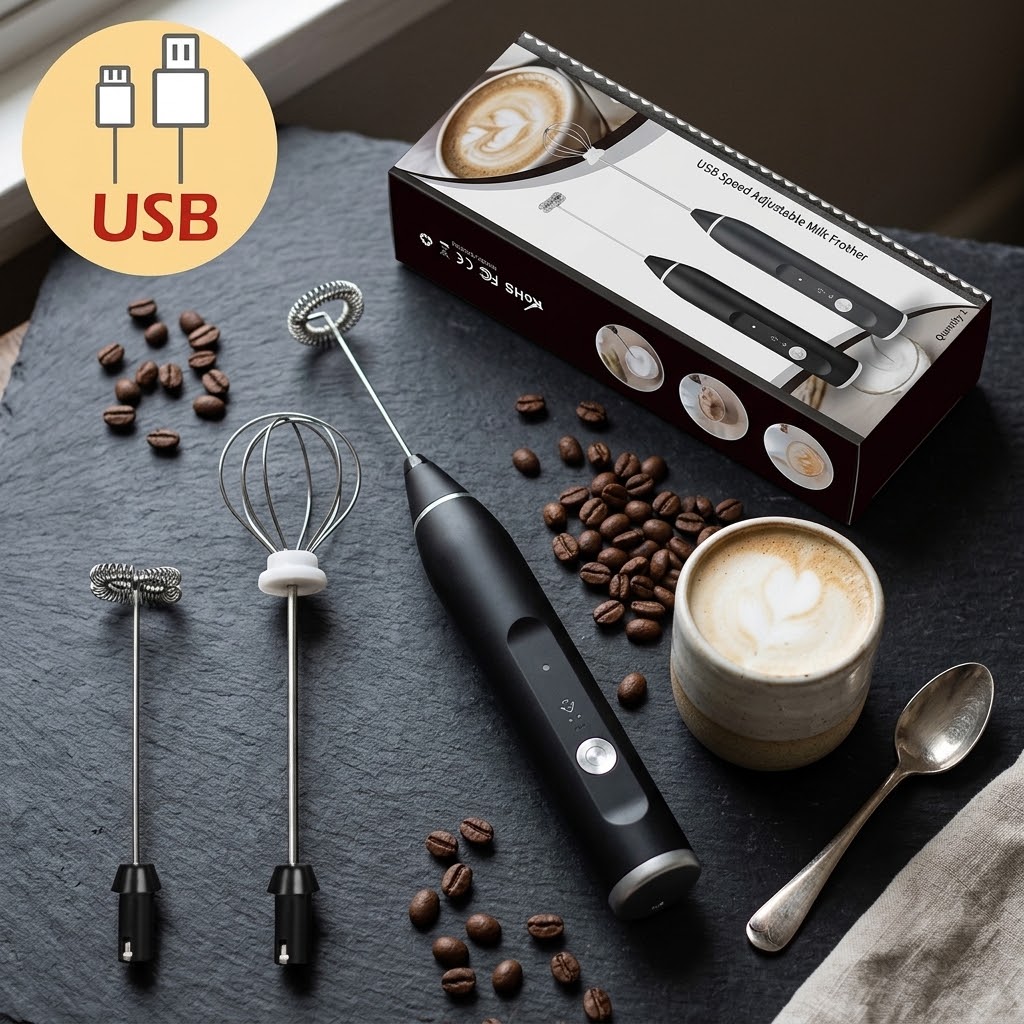 Portable Electric Milk Frother & Balloon Whisk 2-in-1 view 3