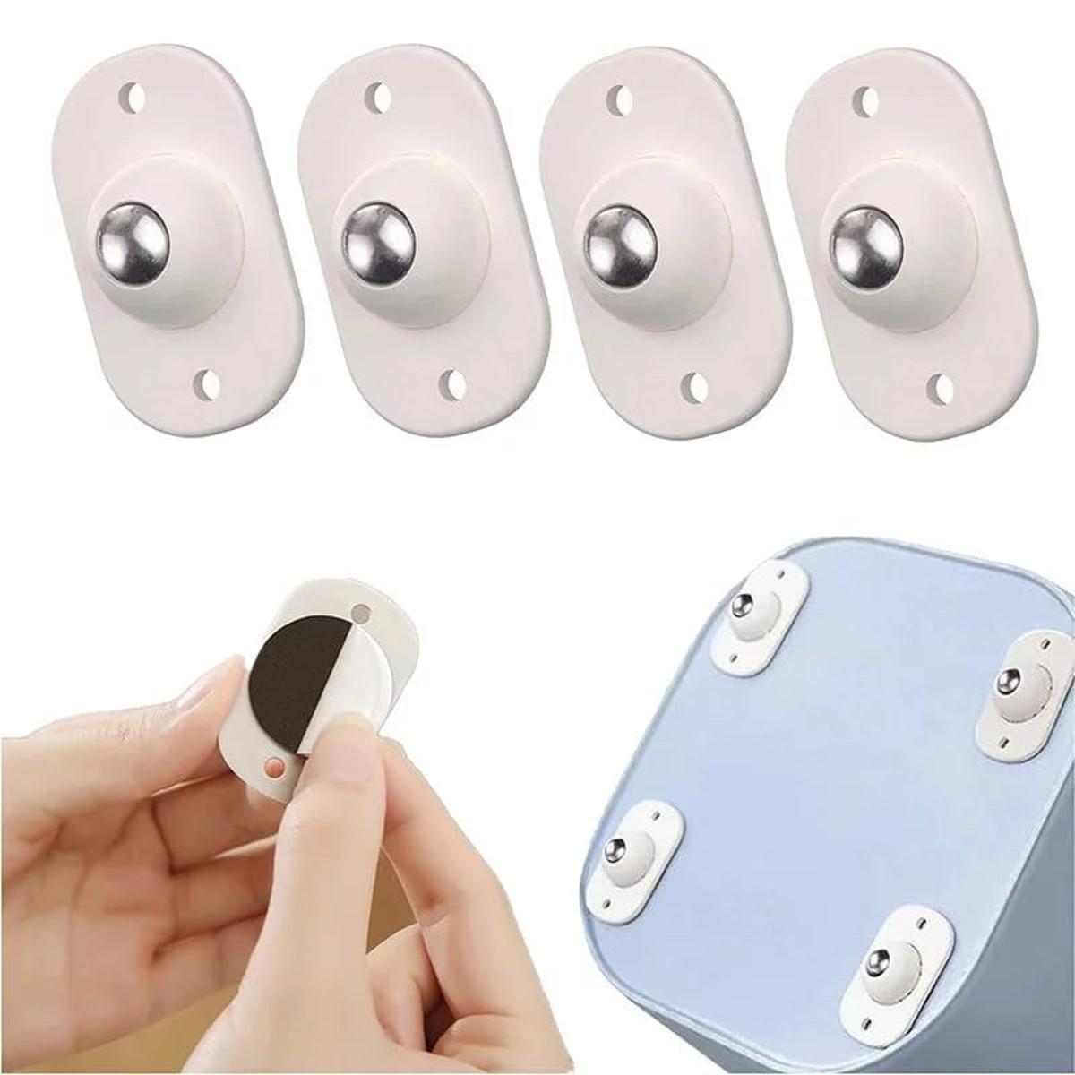 Self-Adhesive Furniture Moving Wheels (Card Packing) | Furniture Moving Tool | Stainless Steel Mini Swivel Wheels With 360 Degree Rotation For Bins Storage Box view 3