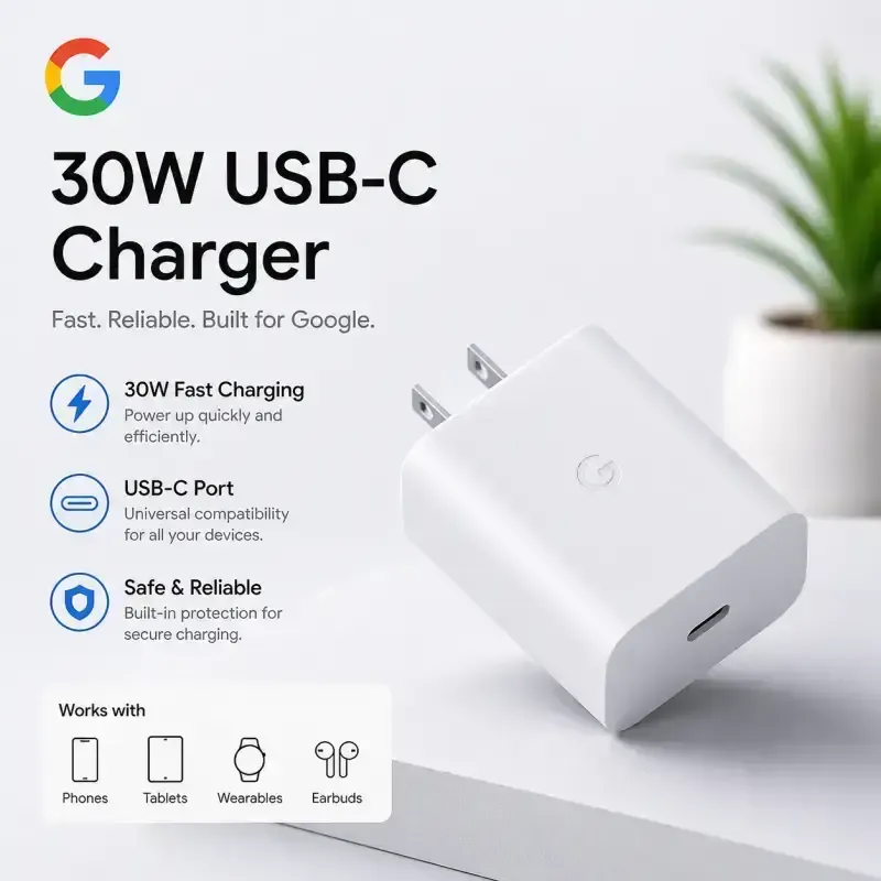 Google 30W USB-C Fast Charger – Adapter for Pixel, Android & USB-C Devices