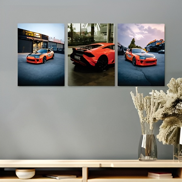 Luxury Car Series 3-Piece Decorative MDF Wall Art Frame Set