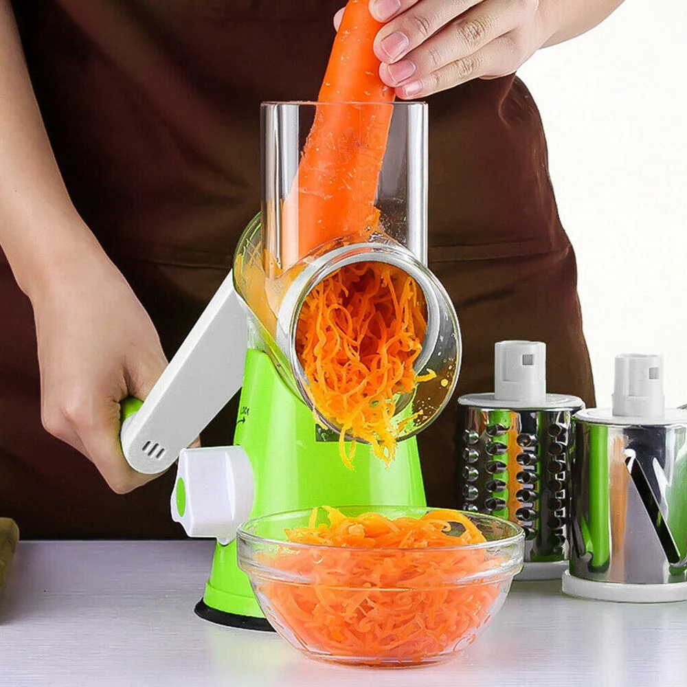Manual Rotary Vegetable Grater & Slicer with Interchangeable Blades view 2