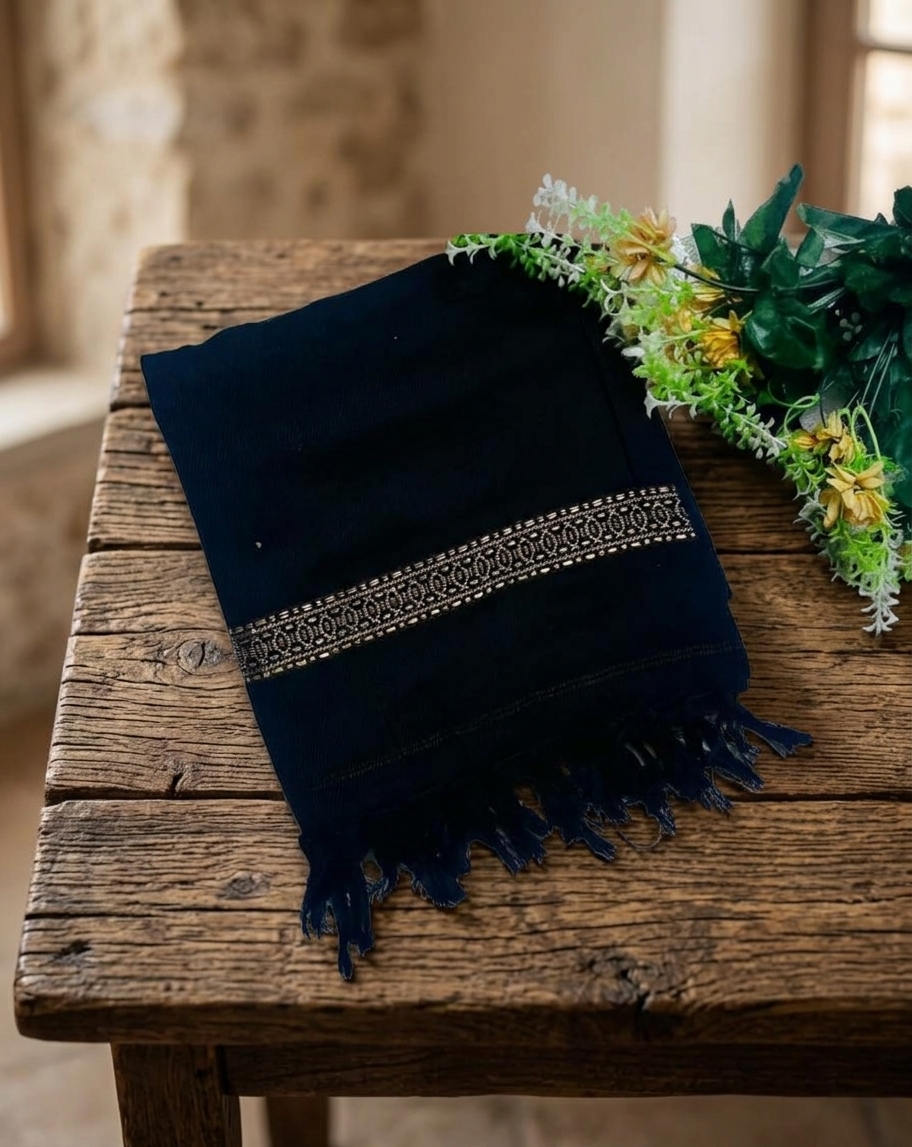 Men's Wool Pashmini Winter Shawl - Black