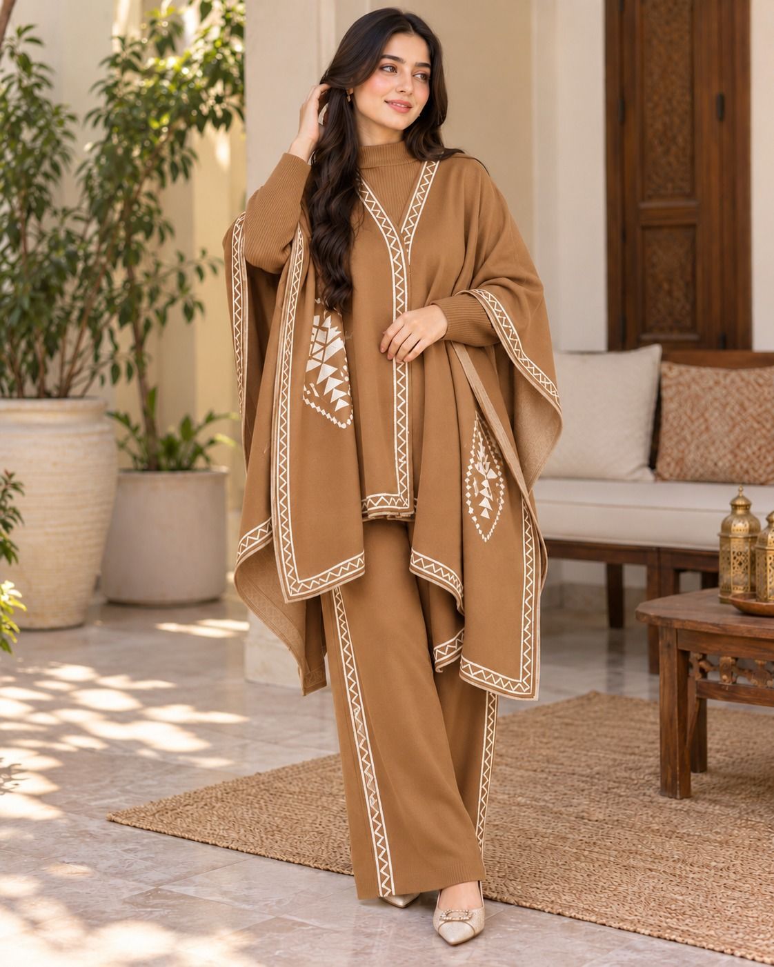 Winter Fleece 3-Piece Printed Shawl and Flapper Set view 5