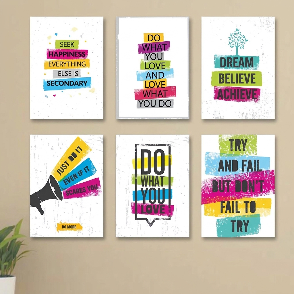 Inspirational Quotes MDF Wall Art - Set of 6