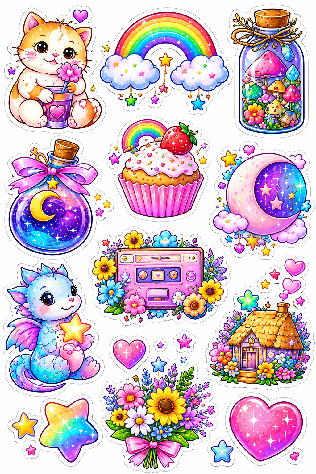Magical Whimsical Sticker Collection - Premium Waterproof PVC