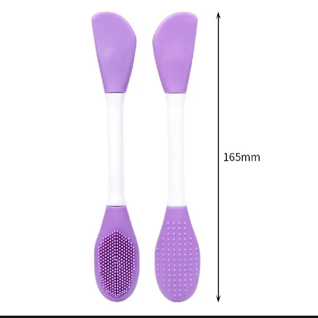 3-in-1 Silicone Face Mask Brush - Silicone Double Head Mask Brush, Face Wash Brush, Mud Film Special Scraper Applicator, Facial Cleansing Brush, Cleaning Tool view 3