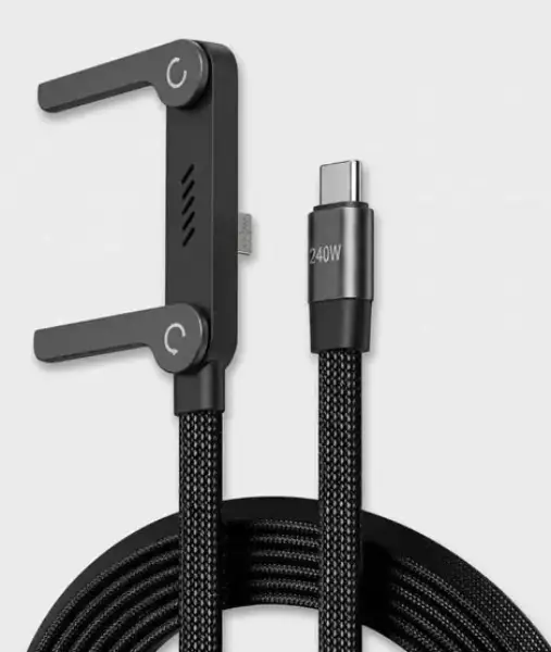 240W Type C to C Fast Charging Cable with Foldable Phone Stand view 2
