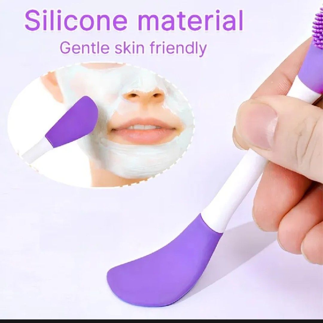 3-in-1 Silicone Face Mask Brush -  Silicone Double Head Mask Brush, Face Wash Brush, Mud Film Special Scraper Applicator, Facial Cleansing Brush, Cleaning Tool