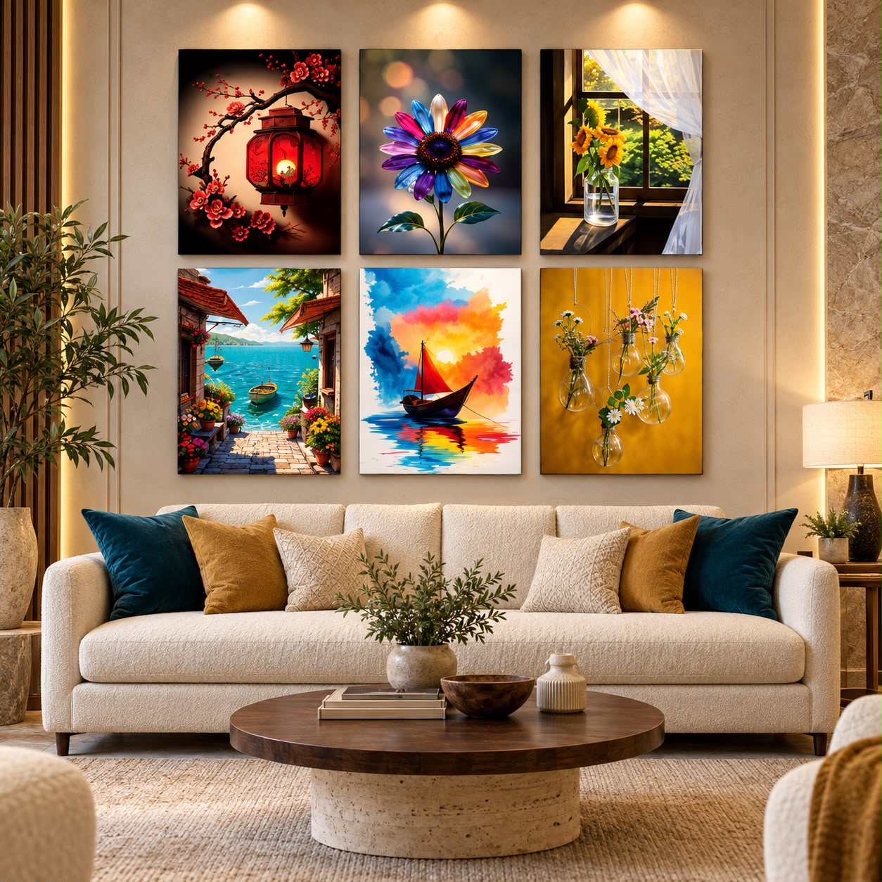 Set of 6 Premium Wall Art Photo Tiles – Modern Home Decor Sets | Size: 8x11