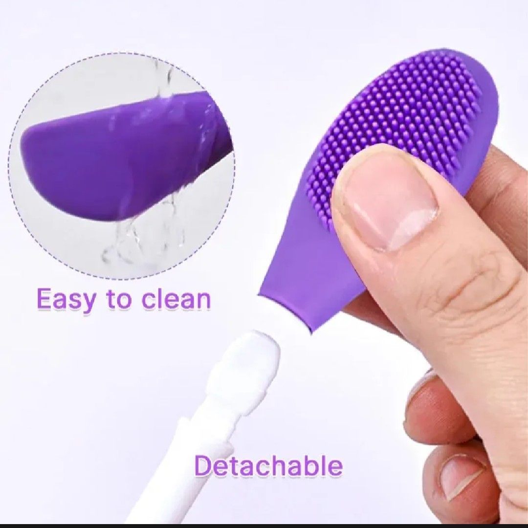 3-in-1 Silicone Face Mask Brush - Silicone Double Head Mask Brush, Face Wash Brush, Mud Film Special Scraper Applicator, Facial Cleansing Brush, Cleaning Tool view 2