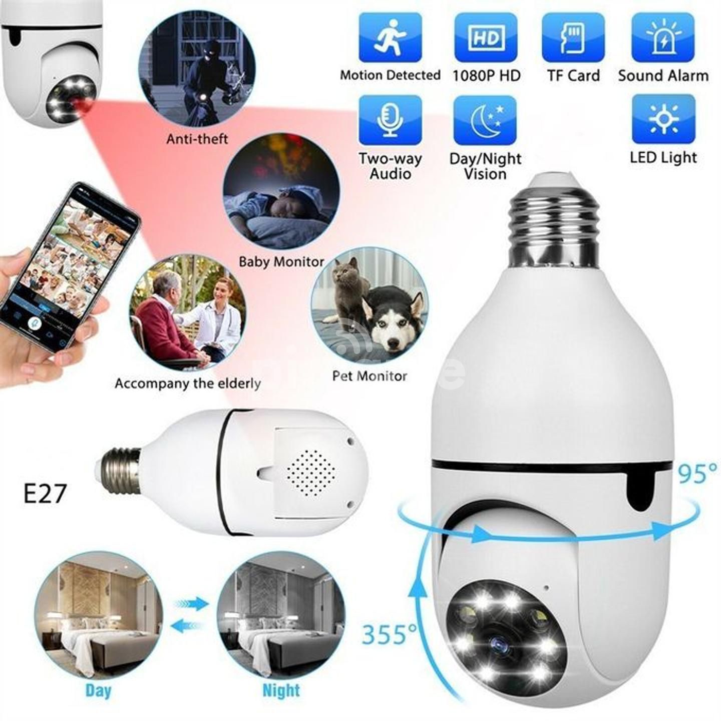 CCTV WiFi Bulb Camera | Wireless Camera | 360° Rotation With 2 Way Audio | Mobile Control Security Camera 1080P HD