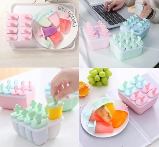 6-Cavity Kulfi & Popsicle Mold Set with Water-Release Base | Random Color view 2