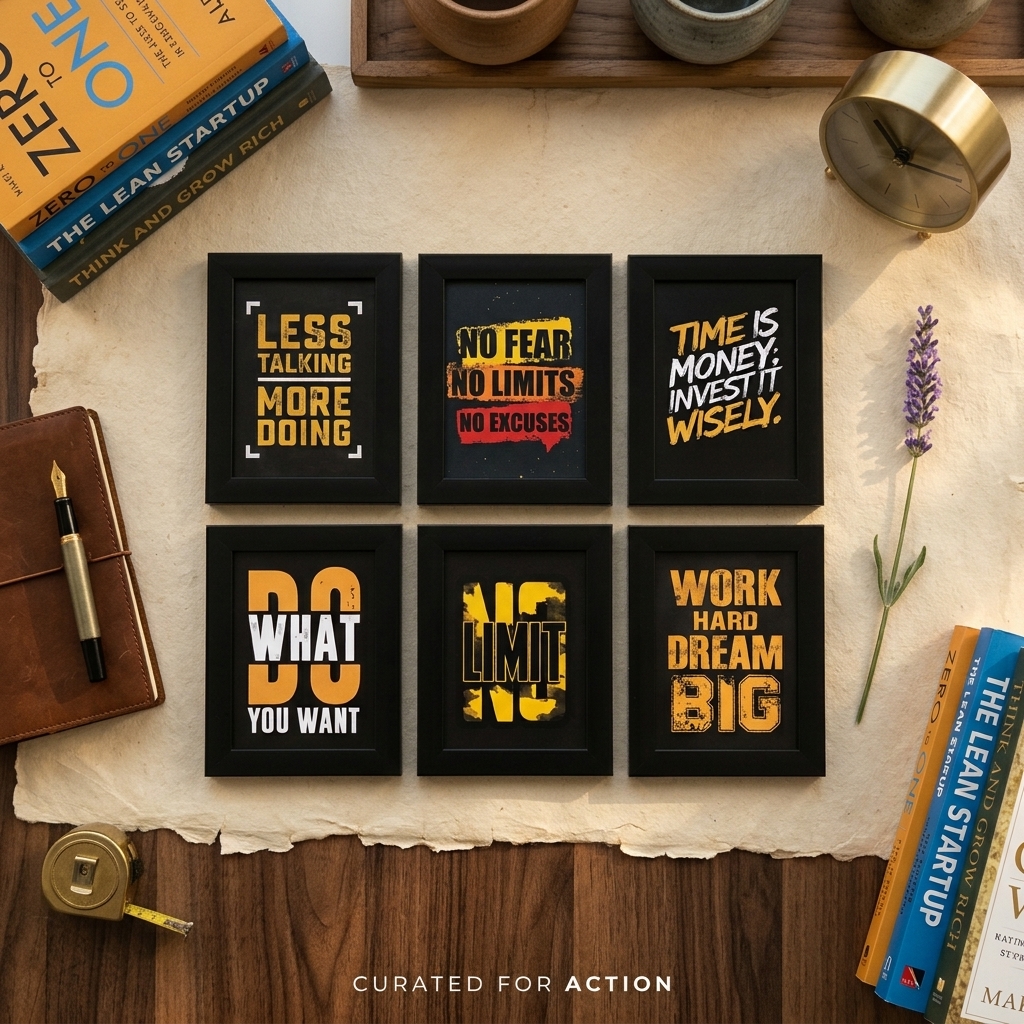 6-Piece Motivational Quotes MDF Wall Art Frames Set