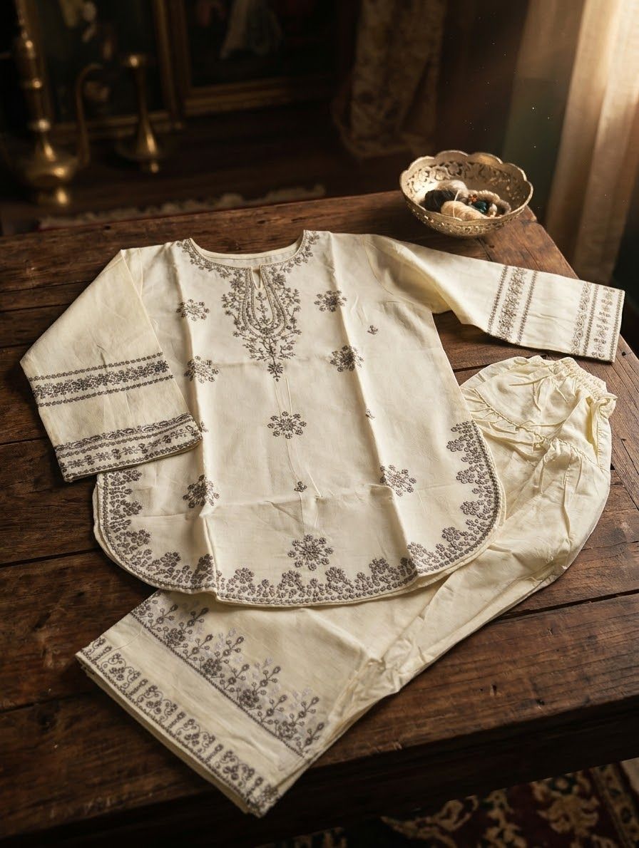 Fancy Farshi Shalwar CoOrd Set - Cutwork Design view 4