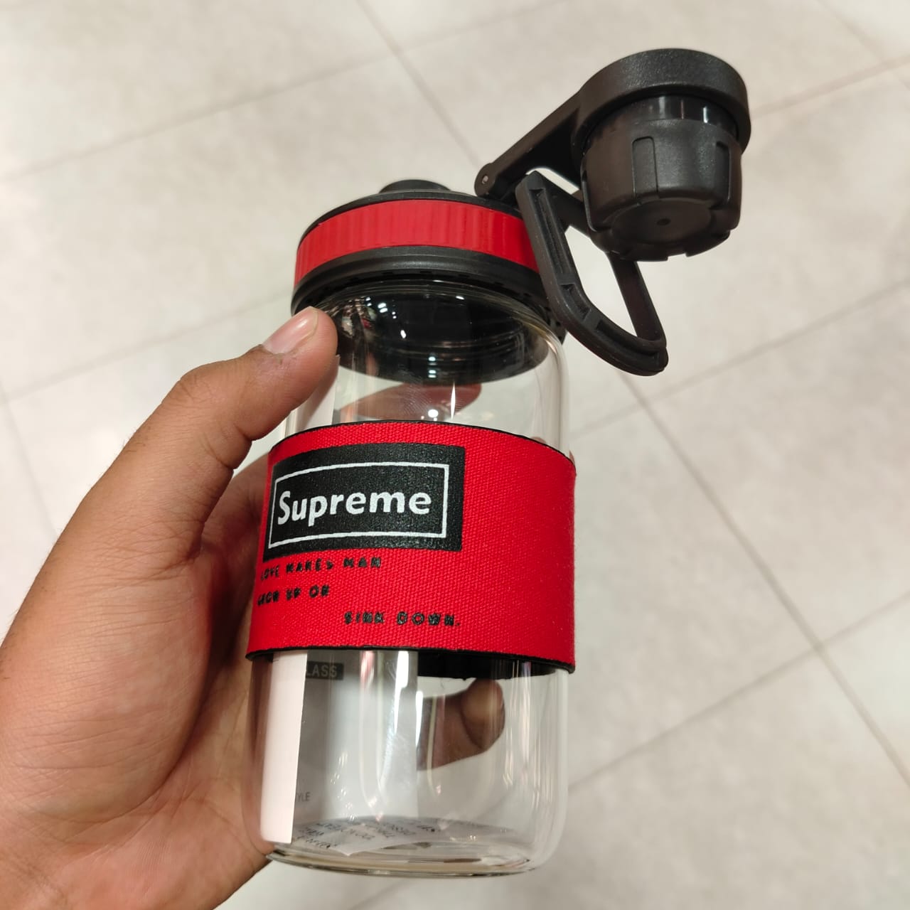 Glass Bottle Sipper Style Red 410 ml | Random Color view 2