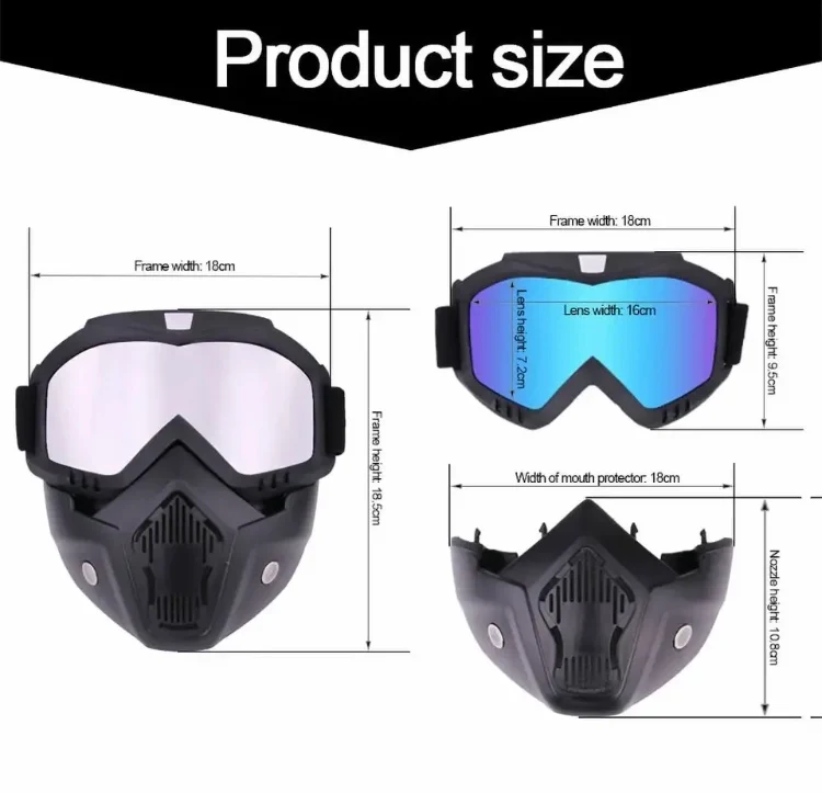 Bike Mask With Goggles | Motorcycle Face Mask With Removable Goggles | Eye Protection Face Mask For Winters (Random Color) view 2