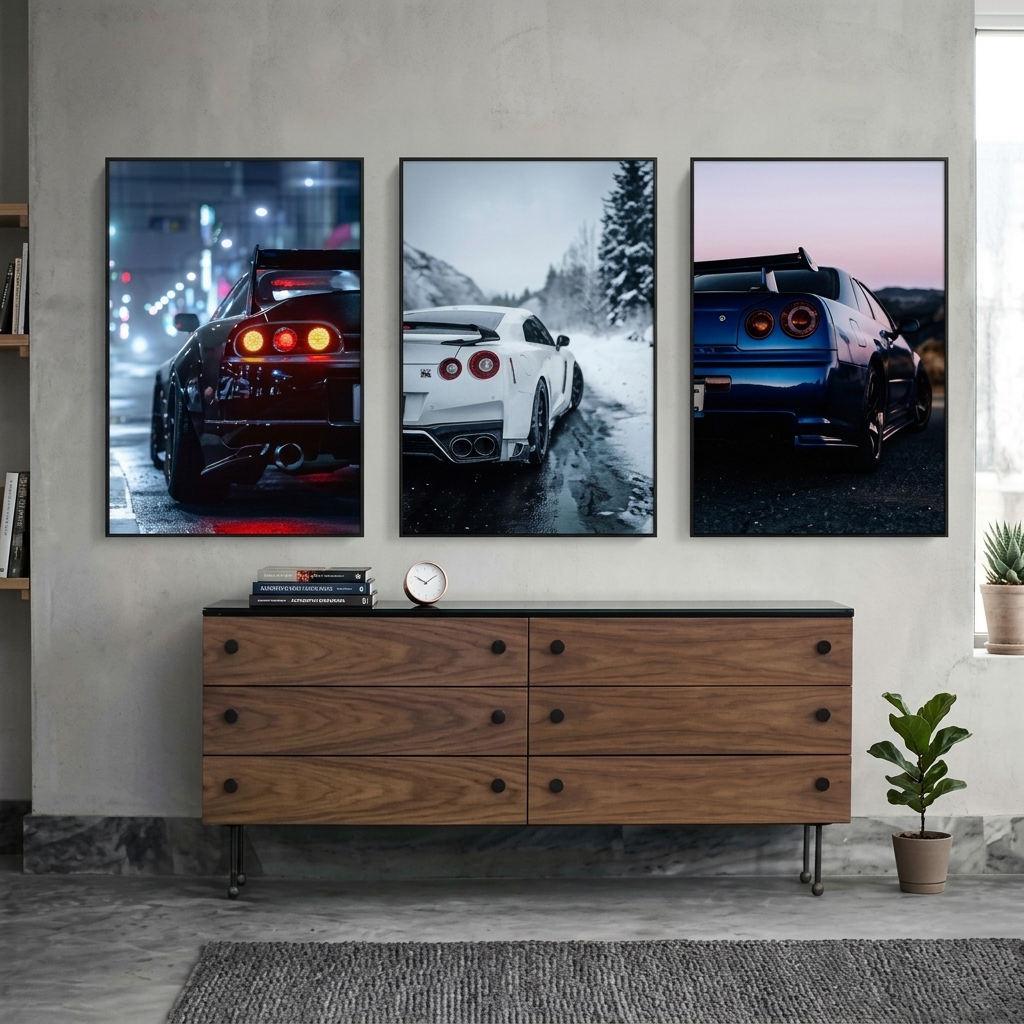 Supercar Collection 3-Piece Decorative HD MDF Wall Art Frame Set