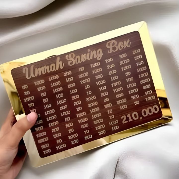 Umrah Saving Box - Box For Umrah Saving | Umrah Saving Box - Best Quality Umrah Saving Box - Umrah Saving Box Dark Brown, Wooden Money Box for Umrah - 210,000