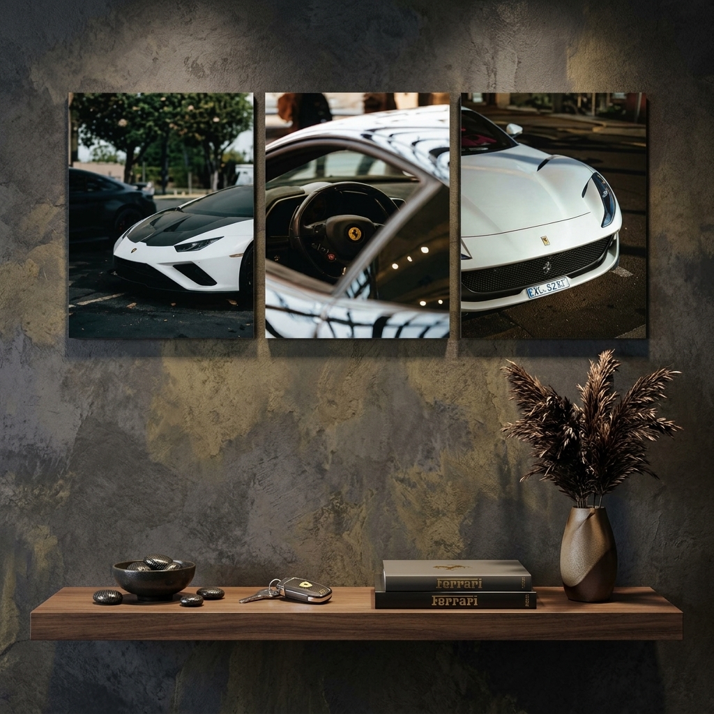 Luxury Ferrari Car Series Decorative HD Wall Art Frame Set of 3