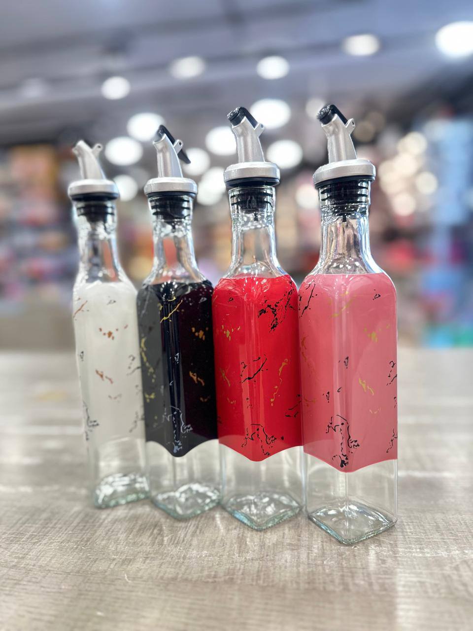 Glass Oil Bottle Marble Touch | Random Shape/Color view 3