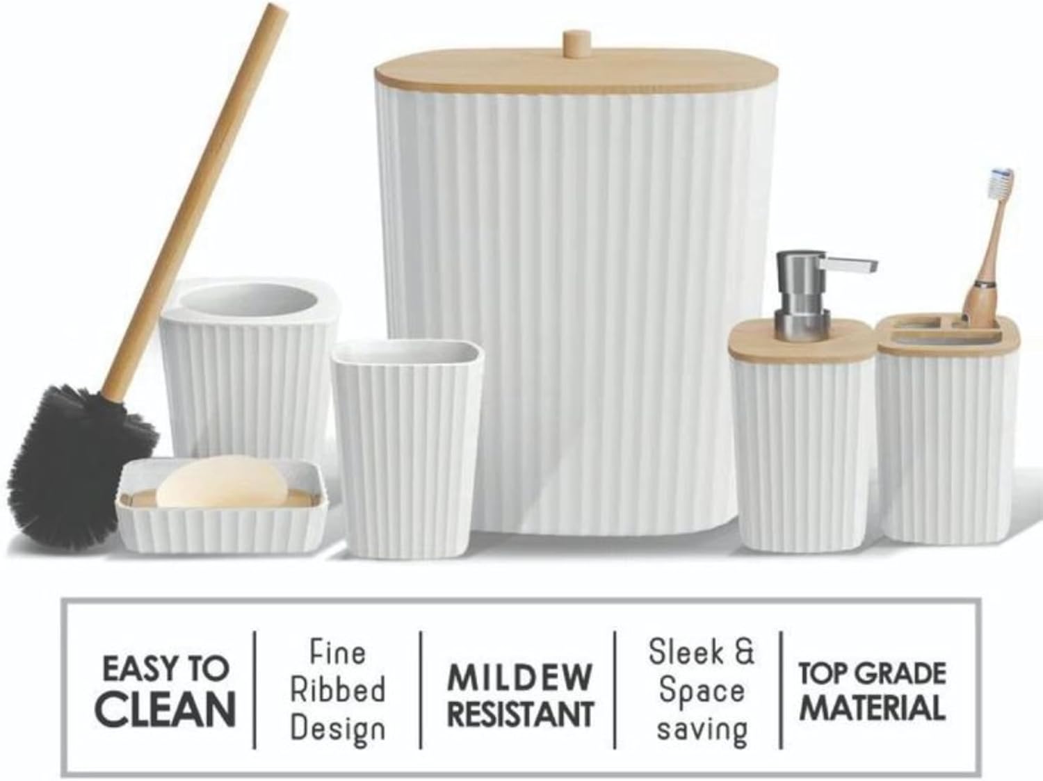 6-Piece Bathroom Accessory Set (Square - White) view 2