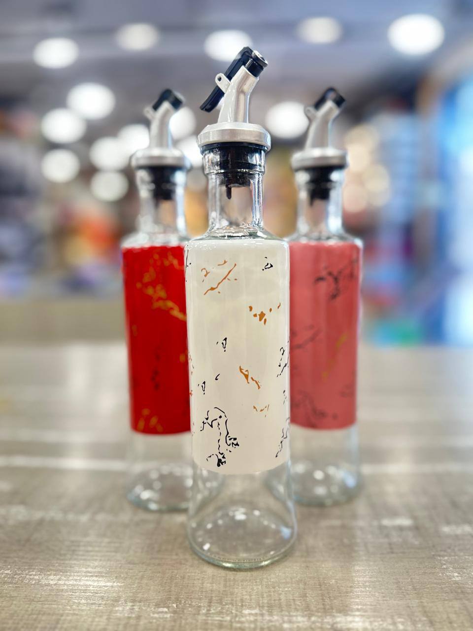 Glass Oil Bottle Marble Touch | Random Shape/Color view 4