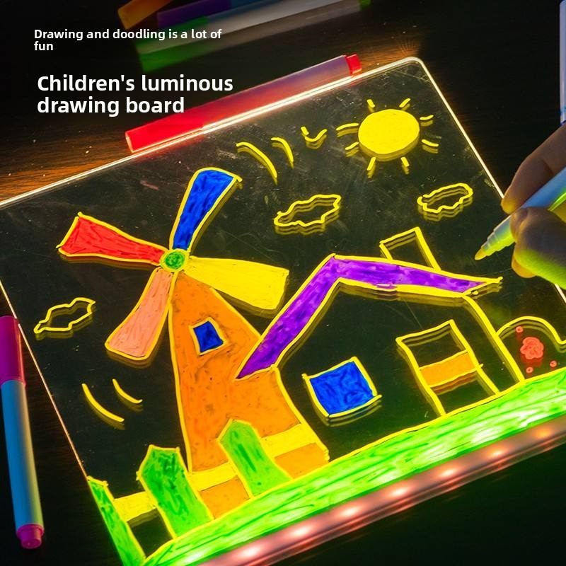 3D Magic Drawing Board for Kids | LED Glowing Acrylic Writing & Doodle Board | Size: 20x20 cm view 4