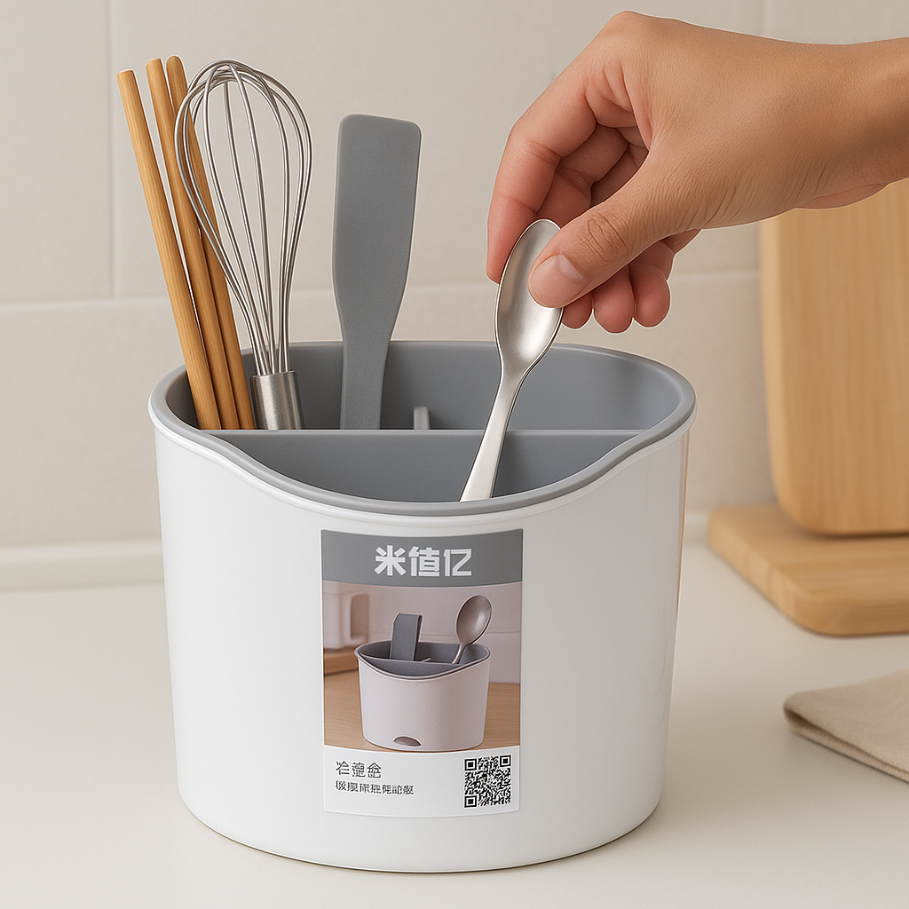 Kitchen Spoon and Utensil Rack - Grey view 2
