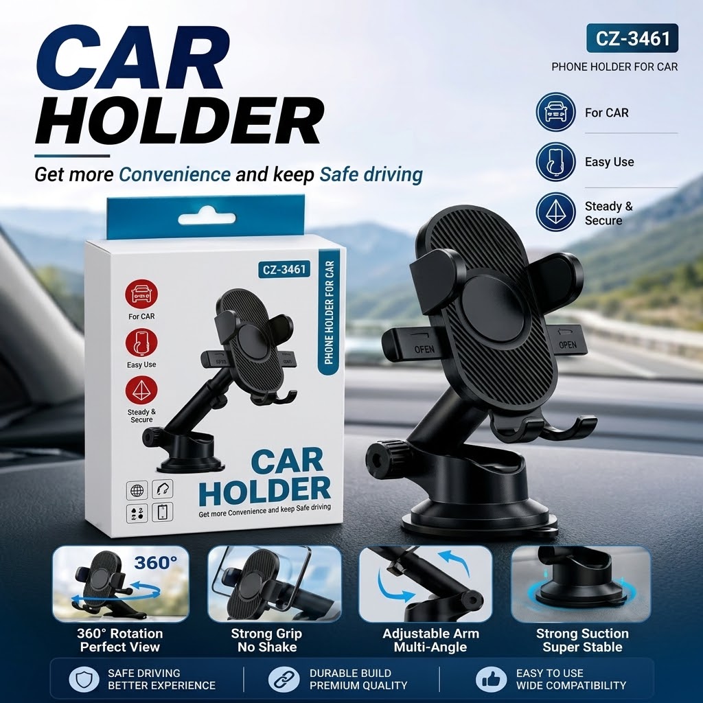 Mobile stand for car  Car Phone Holder | 360° Rotating Mount | Adjustable Dashboard & Aircon vent Mobile Stand view 3