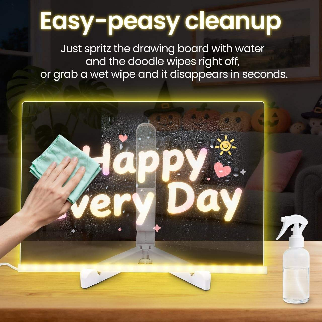 3D Magic Drawing Board for Kids | LED Glowing Acrylic Writing & Doodle Board | Size: 20x20 cm view 2
