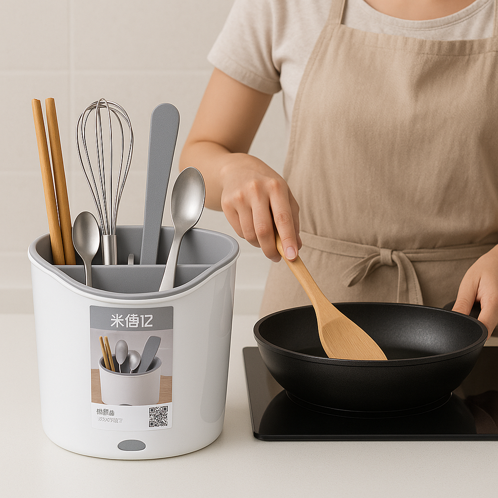 Kitchen Spoon and Utensil Rack - Grey