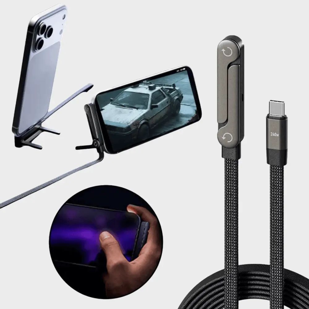 240W Fast Charging & Data Cable with Integrated Phone Stand (With Box)