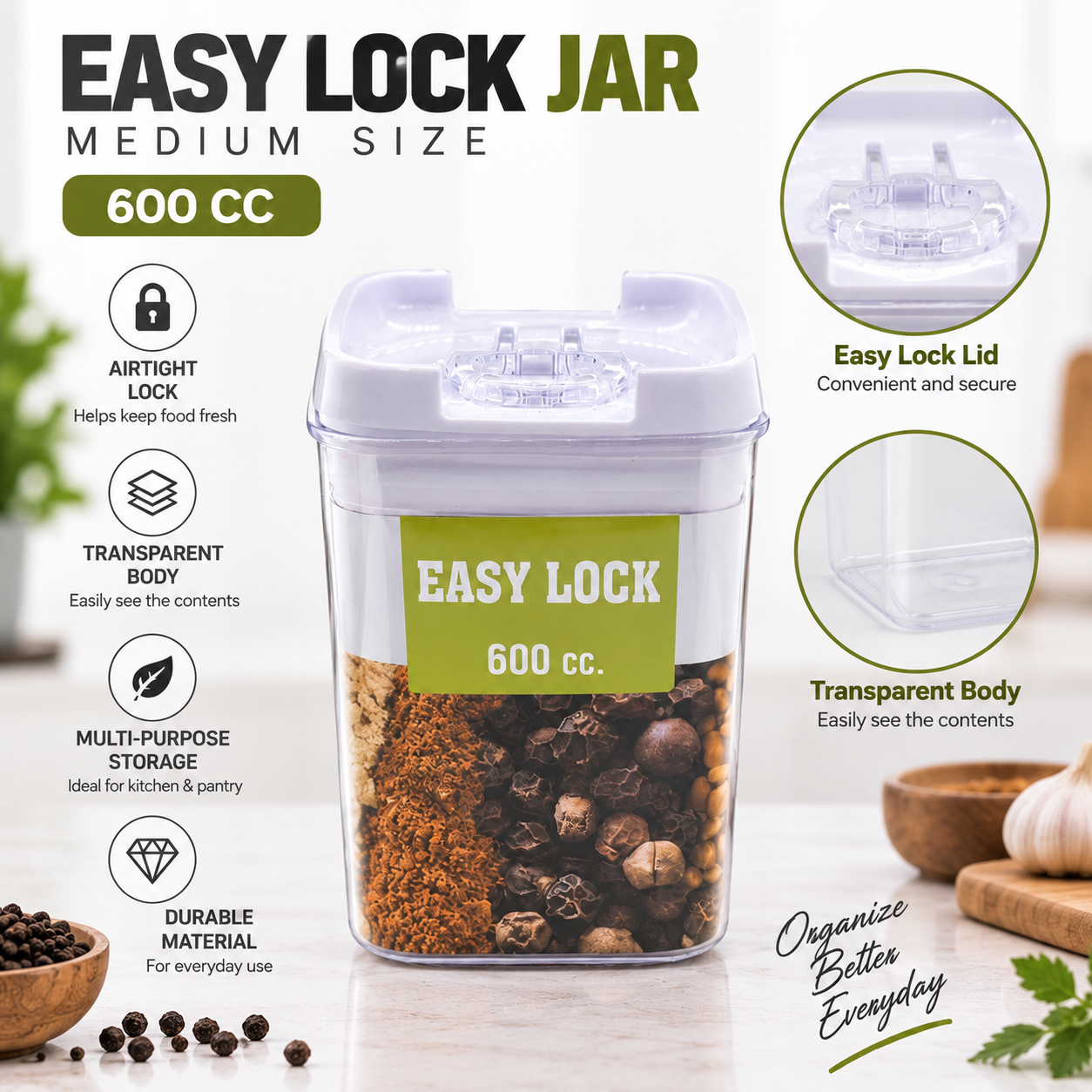 Easy Lock Airtight Storage Jar
