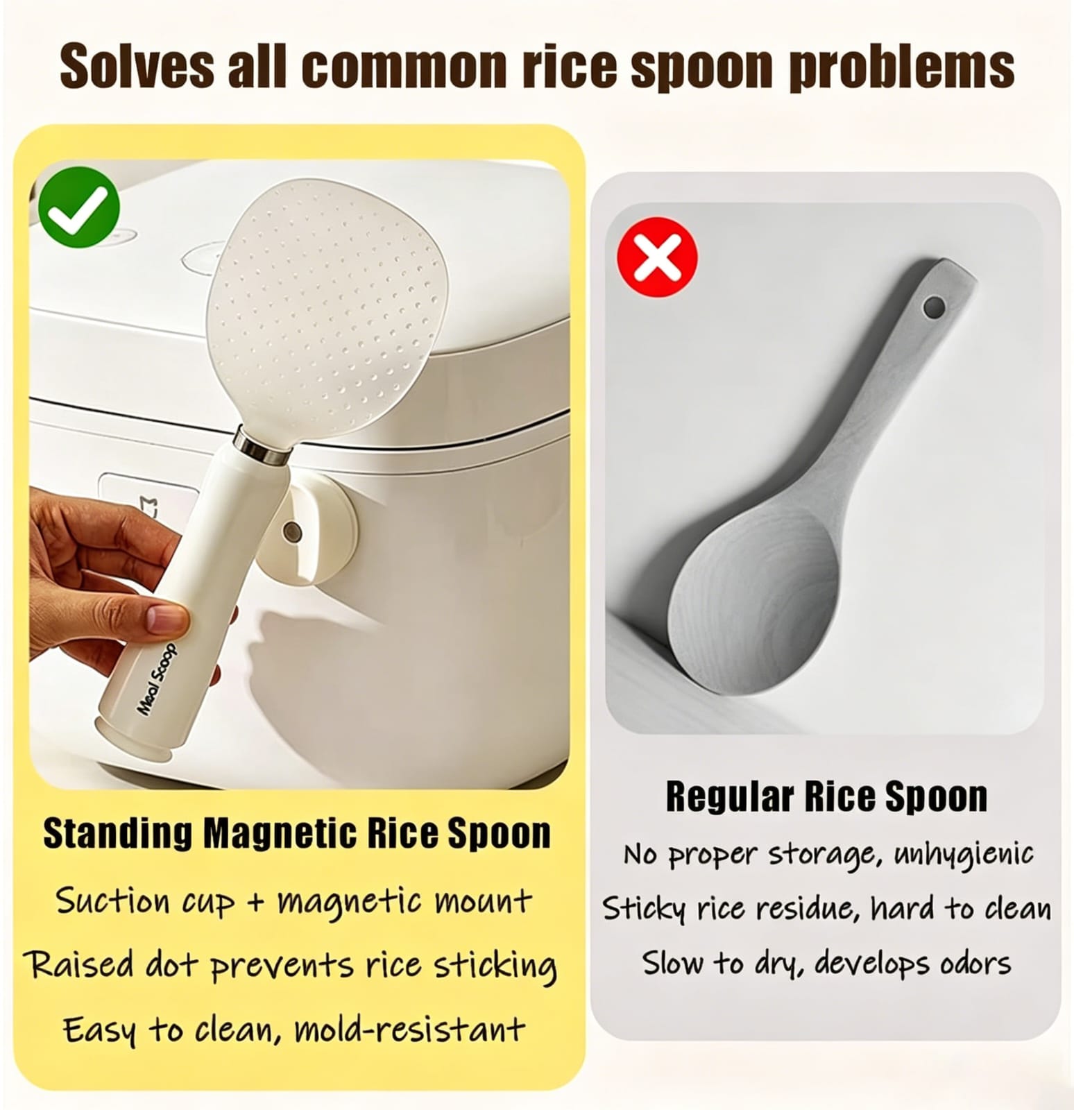 Wall Magnetic & Standing Rice Spatula - Non-stick Paddle view 3