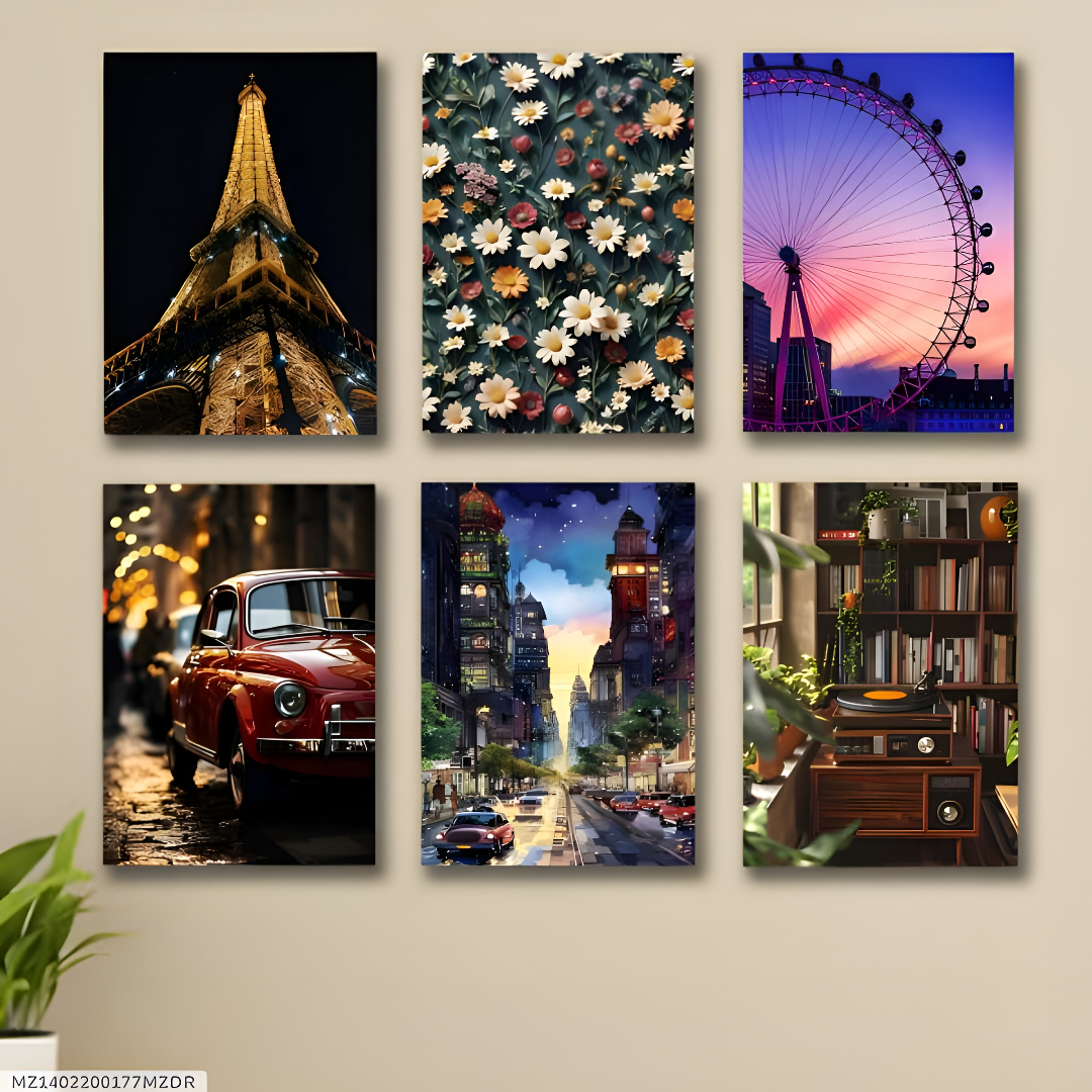 Decorative MDF Wall Art Frames - 6 Pieces Set