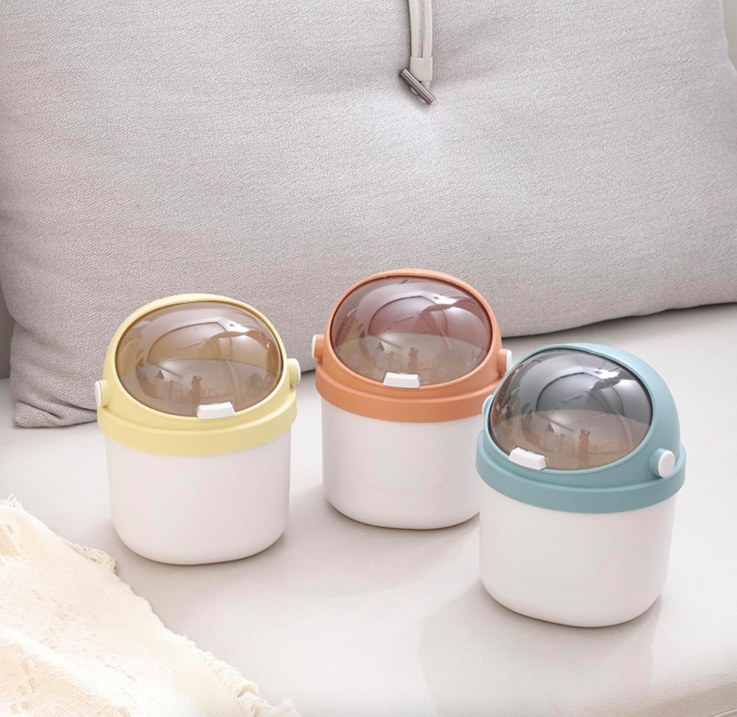 Cute Desktop Dustbin with Rotating Dome Lid view 3