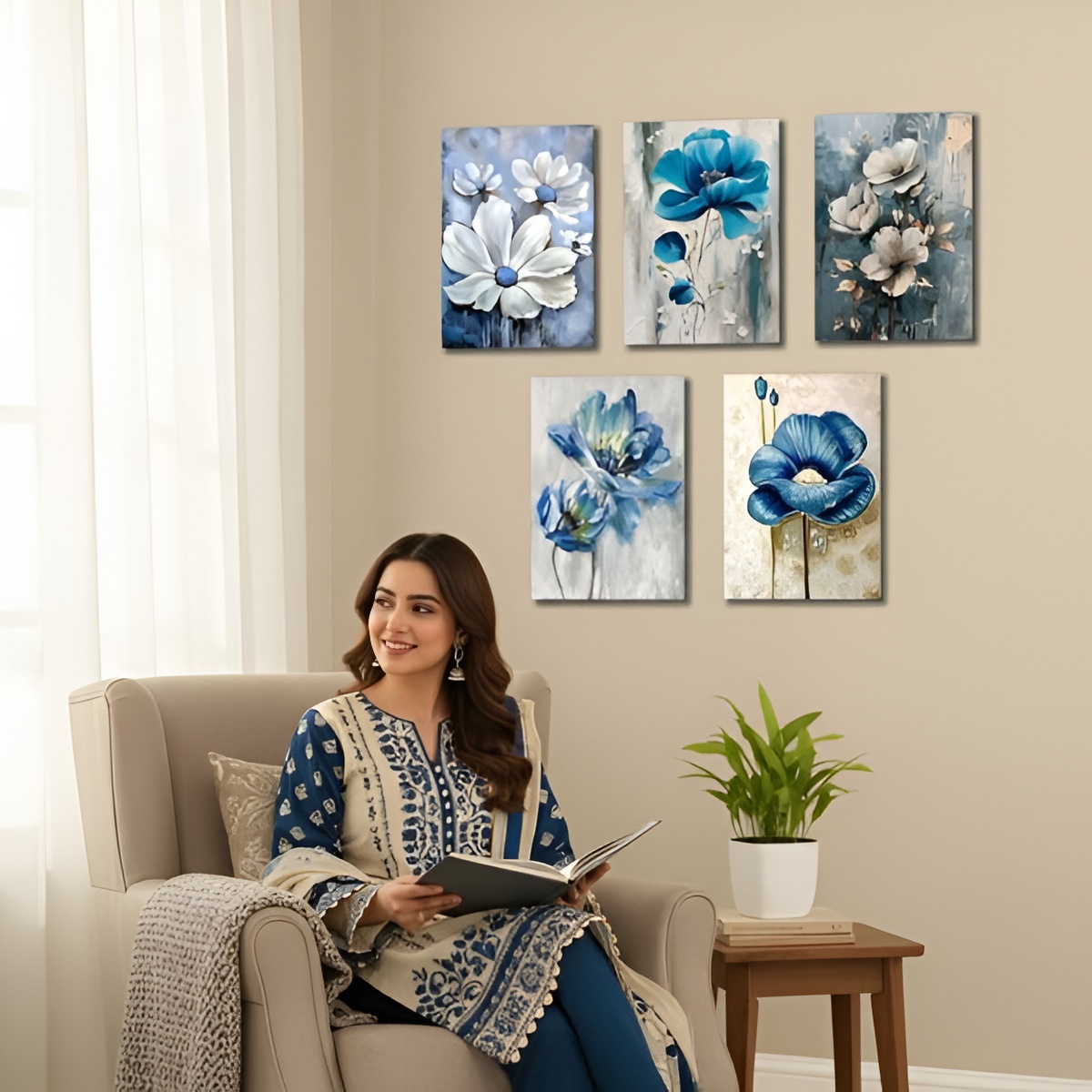 5-Piece Floral Art Wall Frames Set