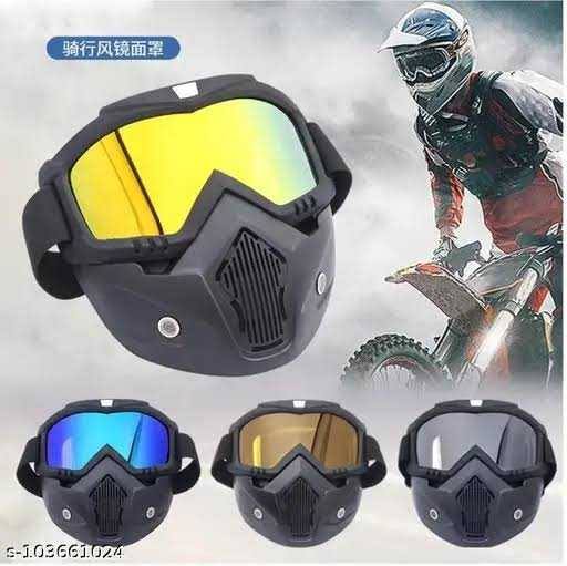 Bike Mask With Goggles | Motorcycle Face Mask With Removable Goggles | Eye Protection Face Mask For Winters (Random Color)