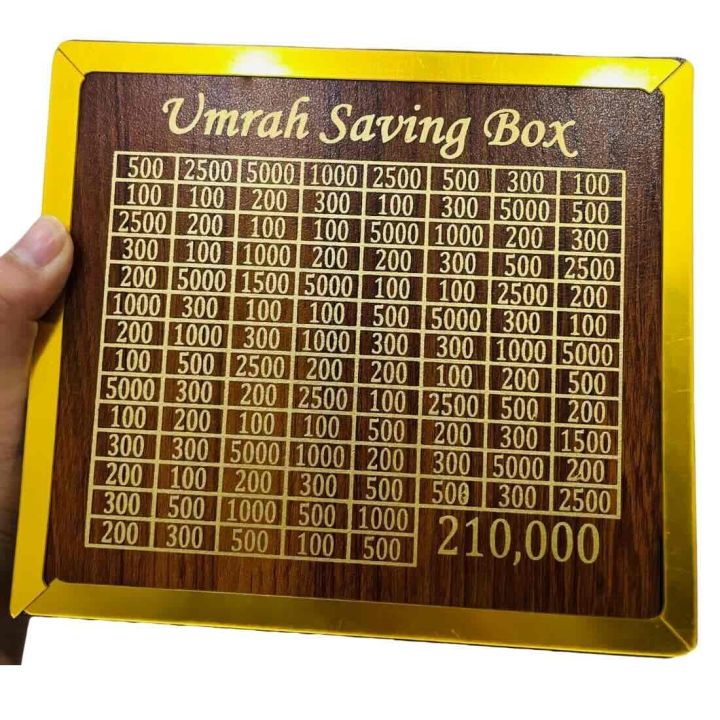 Umrah Saving Box - Box For Umrah Saving | Umrah Saving Box - Best Quality Umrah Saving Box - Umrah Saving Box Dark Brown, Wooden Money Box for Umrah - 210,000 view 2