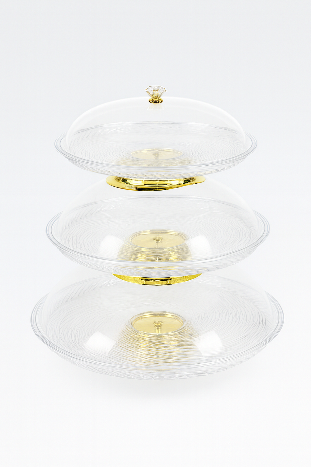3-Tier Clear Cake Dish with Gold Stand view 2