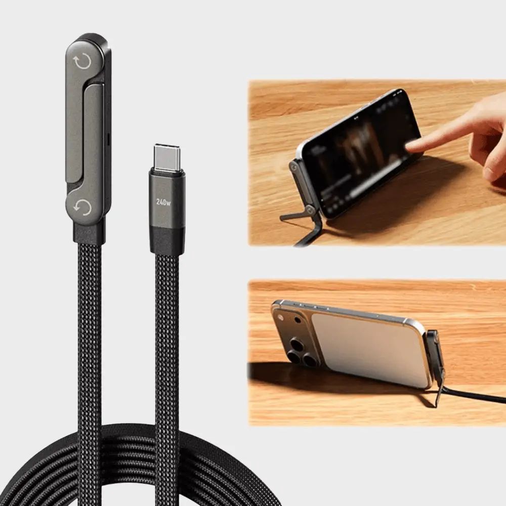 240W Fast Charging & Data Cable with Integrated Phone Stand (With Box) view 5
